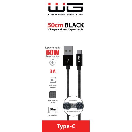 Winner Group - USB-Kabel USB-C / USB-A 60W 50cm schwarz