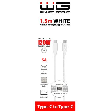 Winner Group - USB-Kabel USB-C / USB-C 120W 1,5m weiß