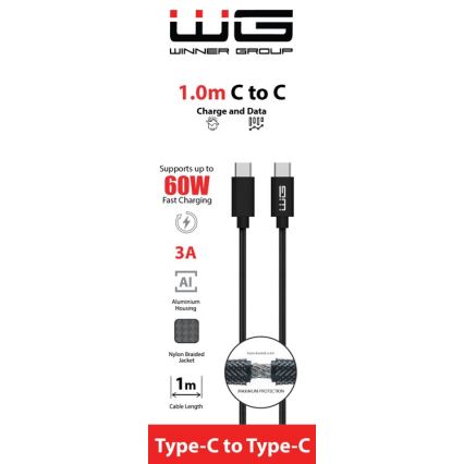 Winner Group - USB-Kabel USB-C / USB-C 60W 1m schwarz