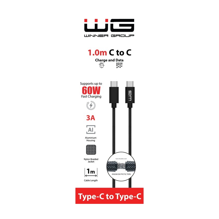 Winner Group - USB-Kabel USB-C / USB-C 60W 1m schwarz