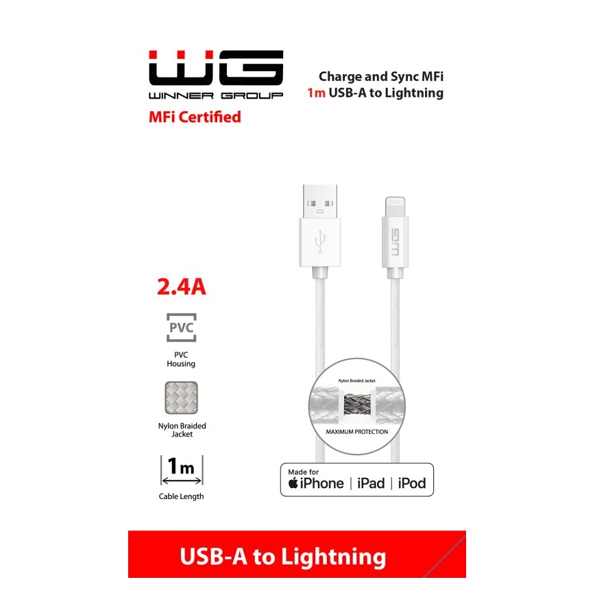 Winner Group - USB-Kabel MFI Lightning / USB-A 1m Weiß