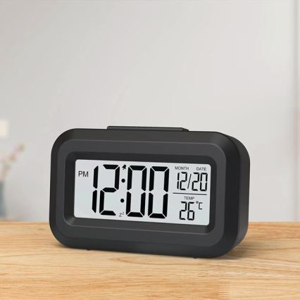 Winner Group - Wecker mit LCD-Anzeige und Thermometer 2xAAA schwarz
