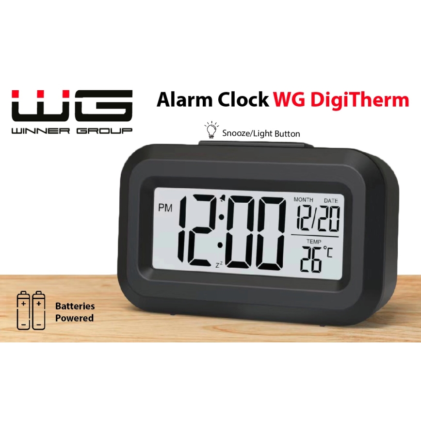 Winner Group - Wecker mit LCD-Anzeige und Thermometer 2xAAA schwarz