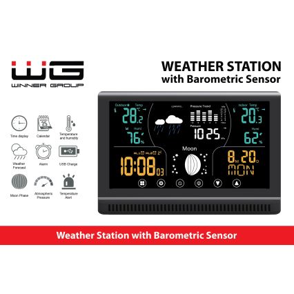 Winner Group - Wetterstation mit LCD-Farbdisplay und Wecker 5xAAA