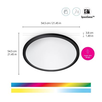 WiZ - Dimmbare LED-RGB-Deckenleuchte SUPERSLIM LED/32W/230V 2700-6500K Wi-Fi schwarz