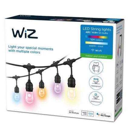 WiZ - Dimmbare-LED-RGBW-Kette für den Außenbereich 12xLED 14,4m IP65 2700-5000K WLAN