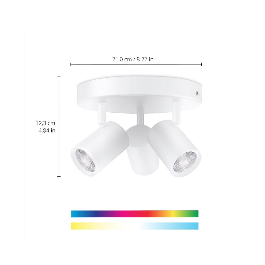 WiZ - Dimmbare LED-RGBW-Spotleuchte IMAGEO 3xGU10/4,9W/230V 2200-6500K WLAN CRI 90 weiß