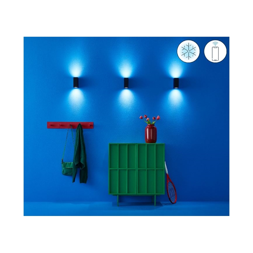 WiZ - Dimmbare LED-RGBW-Wandleuchte UP&DOWN 2xGU10/4,7W/230V 2200-6500K WLAN CRI 90 schwarz