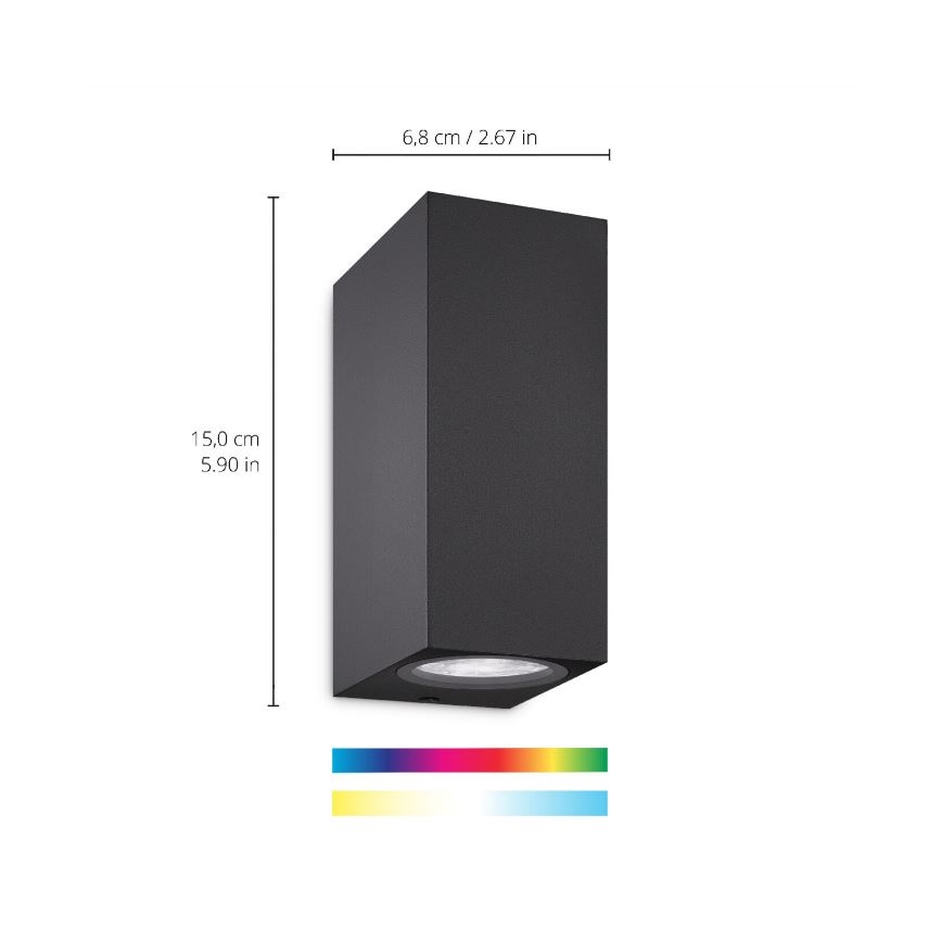WiZ - Dimmbare LED-RGBW-Wandleuchte UP&DOWN 2xGU10/4,7W/230V 2200-6500K WLAN CRI 90 schwarz