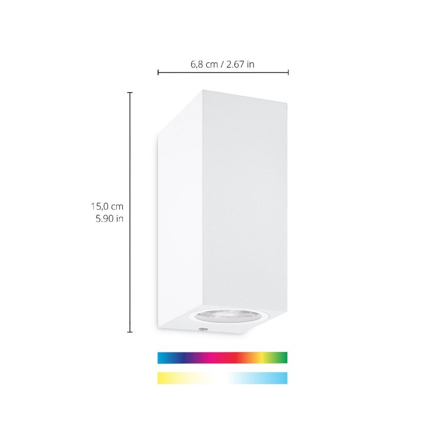 WiZ - Dimmbare LED-RGBW-Wandleuchte UP&DOWN 2xGU10/4,7W/230V 2200-6500K WLAN CRI 90 weiß