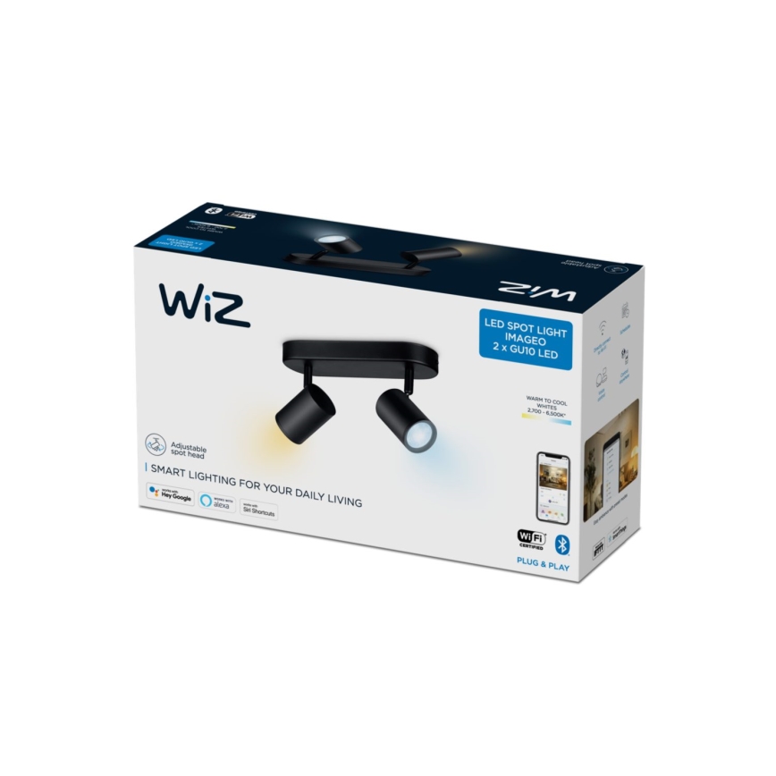 WiZ - LED dimmbare Strahler IMAGEO 2xGU10/4,9W/230V 2700-6500K Wi-Fi CRI 90 schwarz