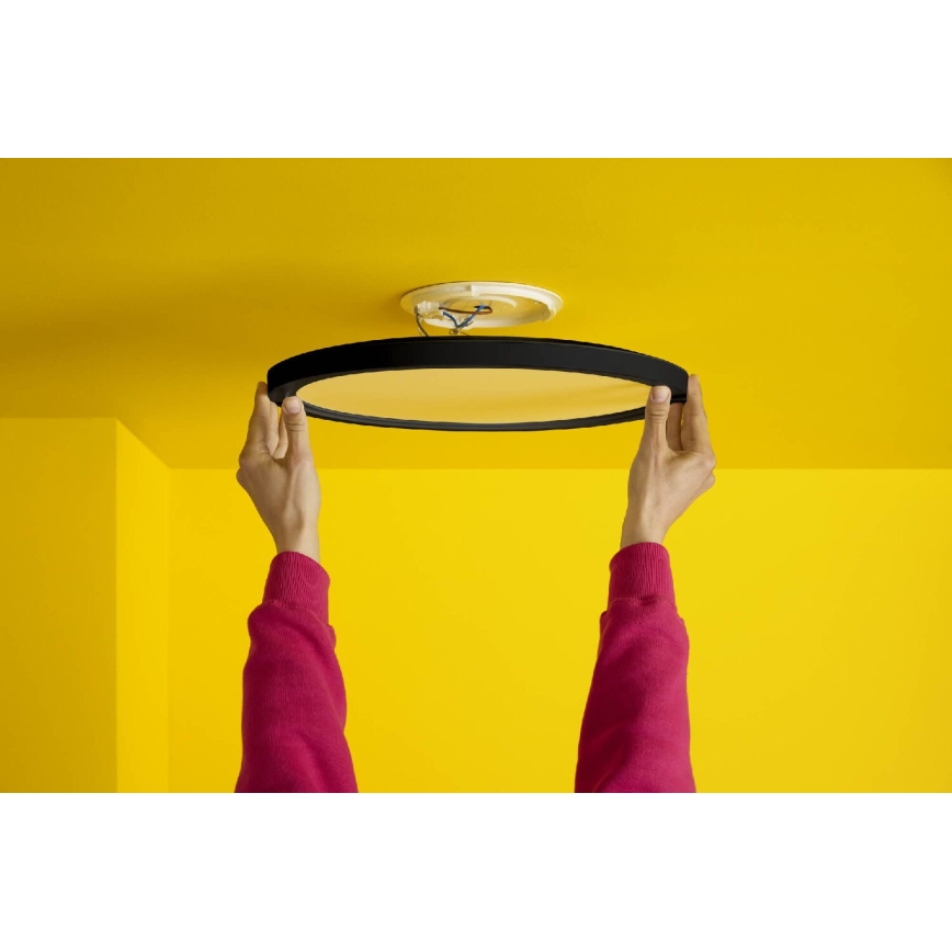 WiZ - LED RGB Dimmbares Deckenleuchte SUPERSLIM LED/22W/230V 2700-6500K Wi-Fi Schwarz