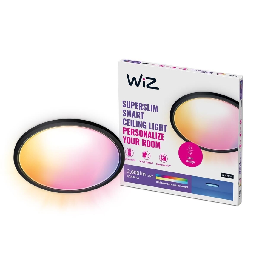 WiZ - LED RGB Dimmbares Deckenleuchte SUPERSLIM LED/22W/230V 2700-6500K Wi-Fi Schwarz