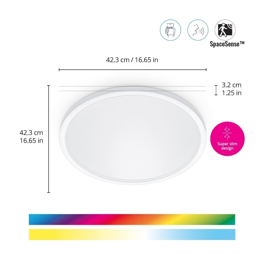 WiZ - LED RGB dimmbare Deckenleuchte SUPERSLIM LED/22W/230V 2700-6500K Wi-Fi Weiß
