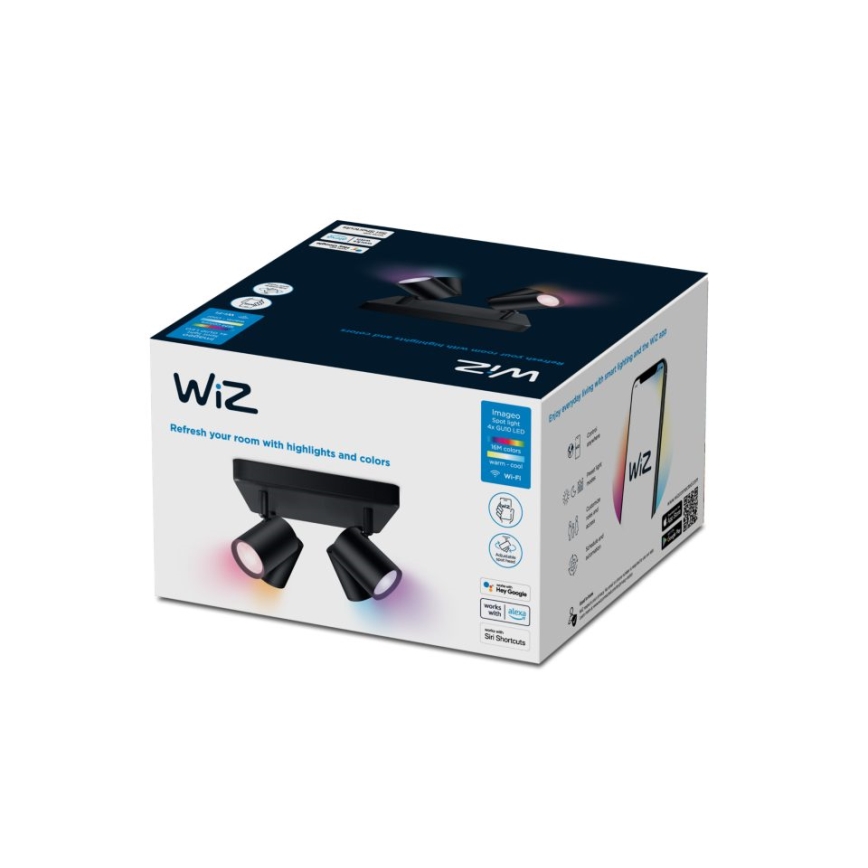 WiZ - LED RGBW dimmbare Einbauleuchte IMAGEO 4xGU10/4,9W/230V 2200-6500K Wi-Fi CRI 90 schwarz