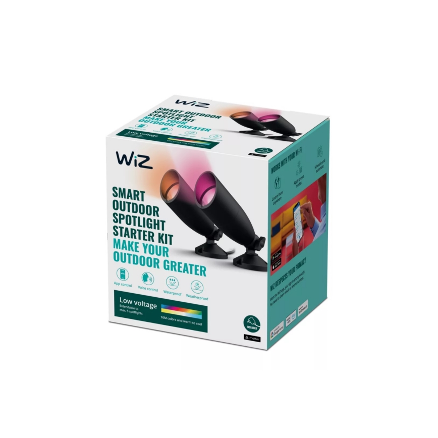 WiZ – SET 2x Dimmbare LED-RGBW-Außenleuchte SPOT LED/10W/230V 2700-5000K IP65 Wi-Fi