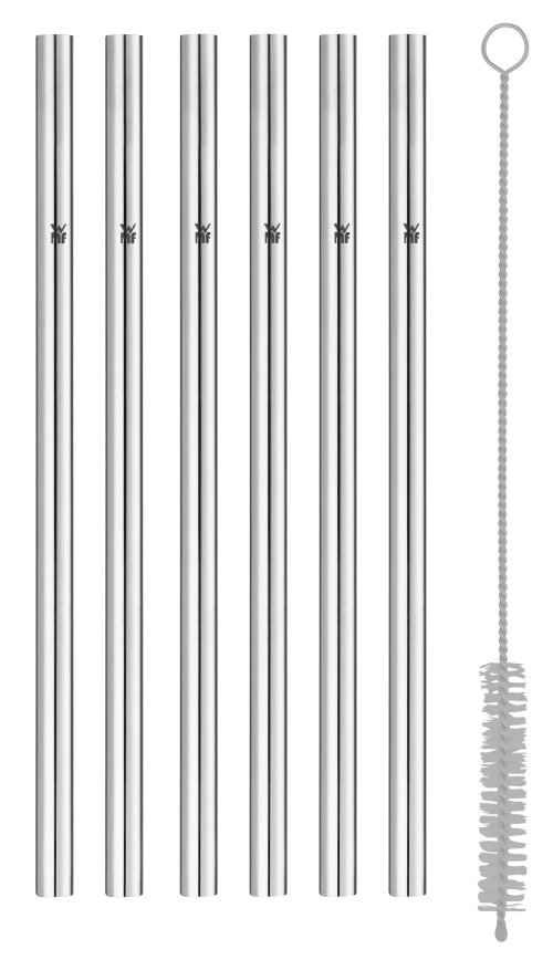WMF - SET 6x Edelstahl-Strohhalme BARIC + Reinigungsbürste