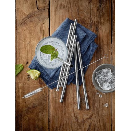 WMF - SET 6x Edelstahl-Strohhalme BARIC + Reinigungsbürste