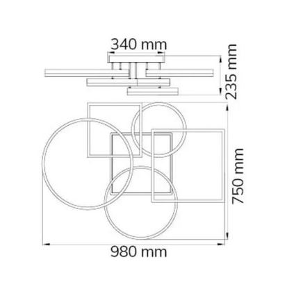 Wofi 11981 - Dimmbare LED-Aufbauleuchte VAASA LED/80W/230V