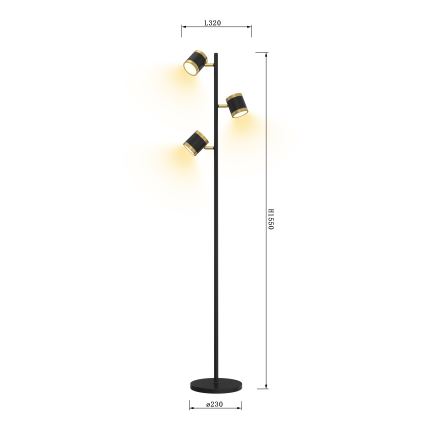 Wofi 3003-304S - Dimmbare LED-Stehlampe TOULOUSE LED/21W/230V schwarz/golden