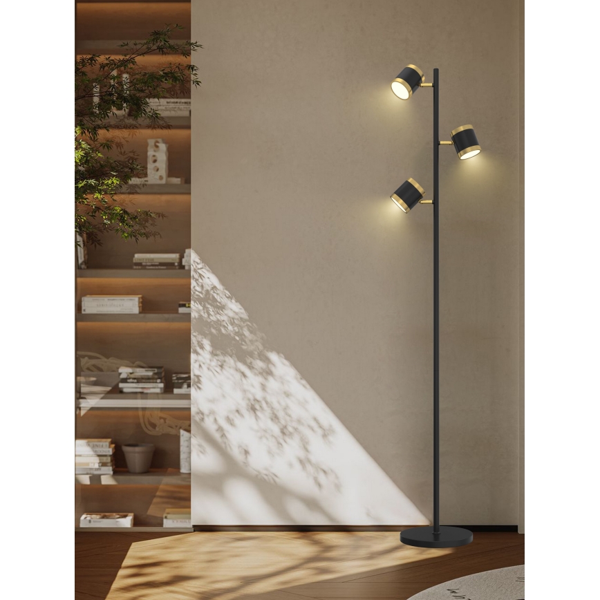 Wofi 3003-304S - Dimmbare LED-Stehlampe TOULOUSE 3xLED/7W/230V schwarz/gold