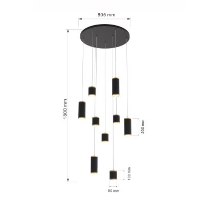 Wofi 5003-904 - Dimmbare LED-Hängeleuchte an Schnur TOULOUSE LED/57W/230V schwarz/golden