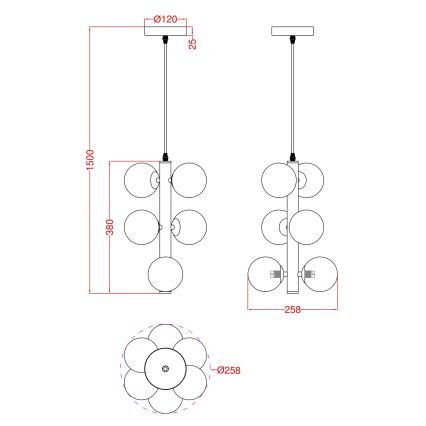 Wofi 6014-605W - LED-Hängeleuchte an Schnur VILLA 6xG9/3W/230V schwarz