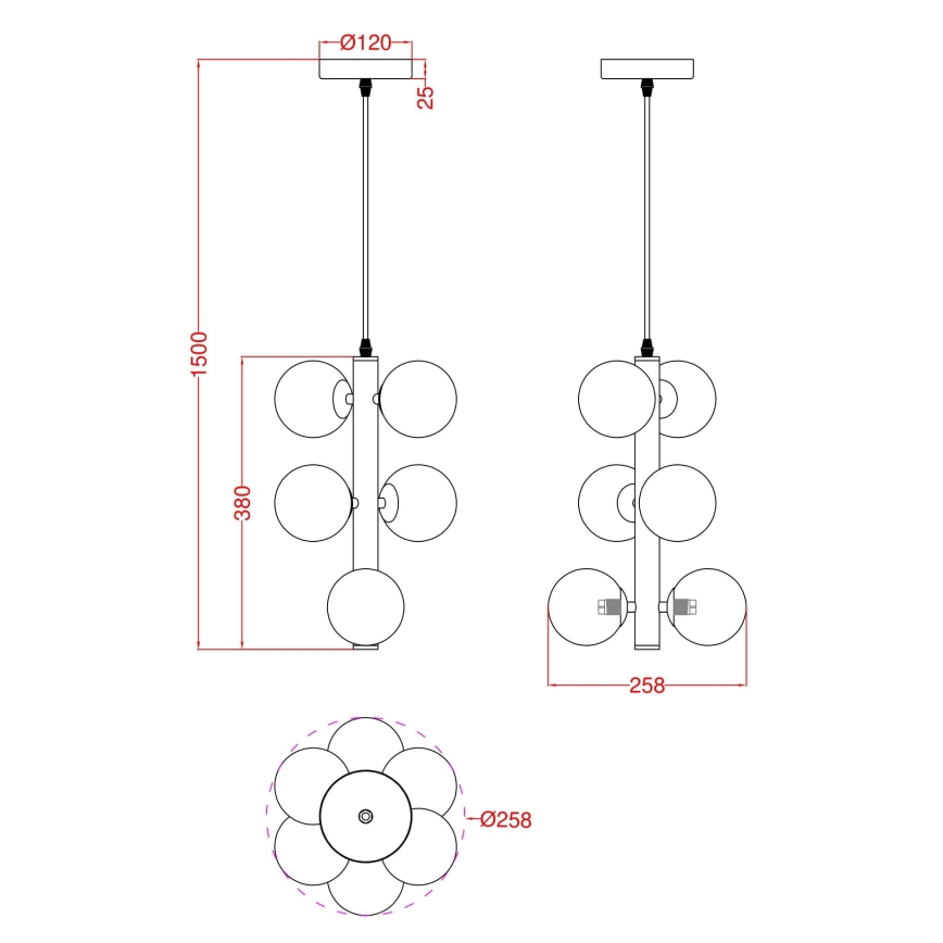 Wofi 6014-605W - LED-Hängeleuchte an Schnur VILLA 6xG9/3W/230V schwarz