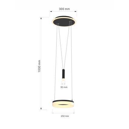 Wofi 6054-302 - Dimmbare LED-Hängeleuchte an Schnur JESSE LED/15,5W/230V schwarz