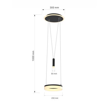 Wofi 6054-302 - LED dimmbare Hängeleuchte an Seil JESSE LED/15,5W/230V schwarz