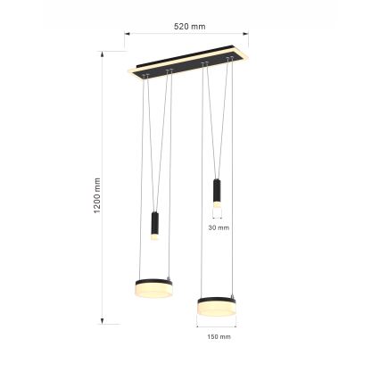 Wofi 6054-502 - Dimmbare LED-Hängeleuchte an Schnur JESSE LED/21W/230V schwarz