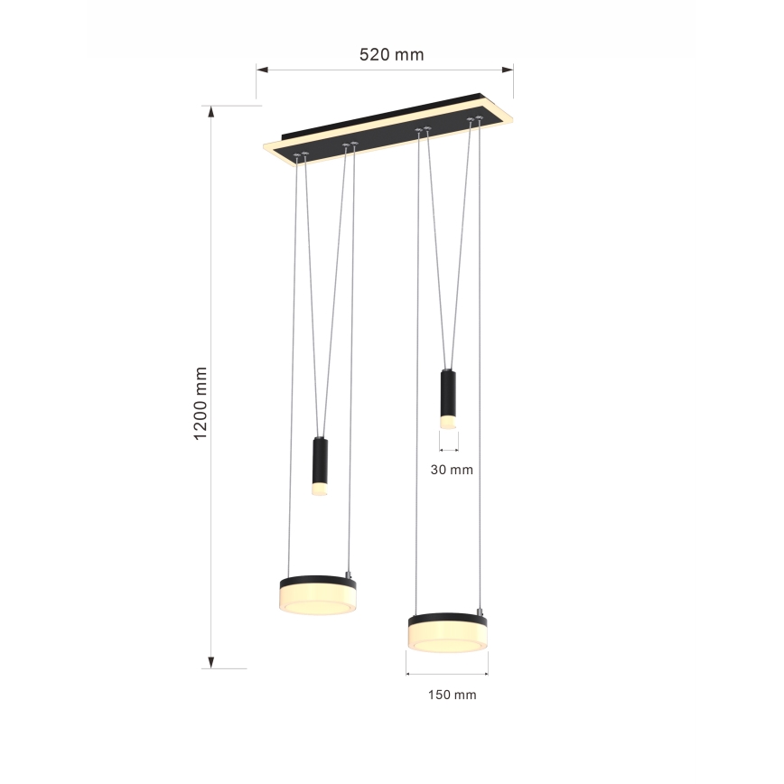 Wofi 6054-502 - Dimmbare LED-Hängeleuchte an Schnur JESSE LED/21W/230V schwarz