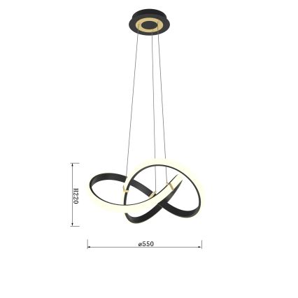 Wofi 6134-104 - Dimmbare LED-Hängeleuchte an Schnur INDIGO LED/44W/230V schwarz/golden