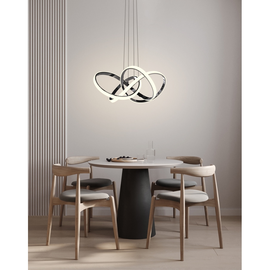 Wofi 6134-105L - Dimmbare LED-Hängeleuchte INDIGO LED/50W/230V schwarz/glänzendes Chrom