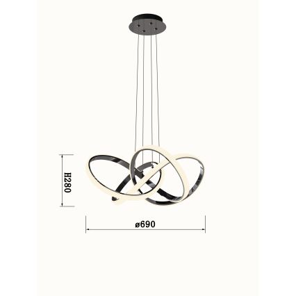 Wofi 6134-105L - Dimmbare LED-Hängeleuchte INDIGO LED/50W/230V schwarz/glänzendes Chrom
