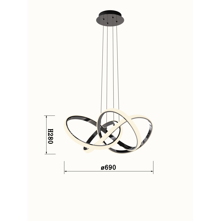 Wofi 6134-105L - Dimmbare LED-Hängeleuchte INDIGO LED/50W/230V schwarz/glänzendes Chrom