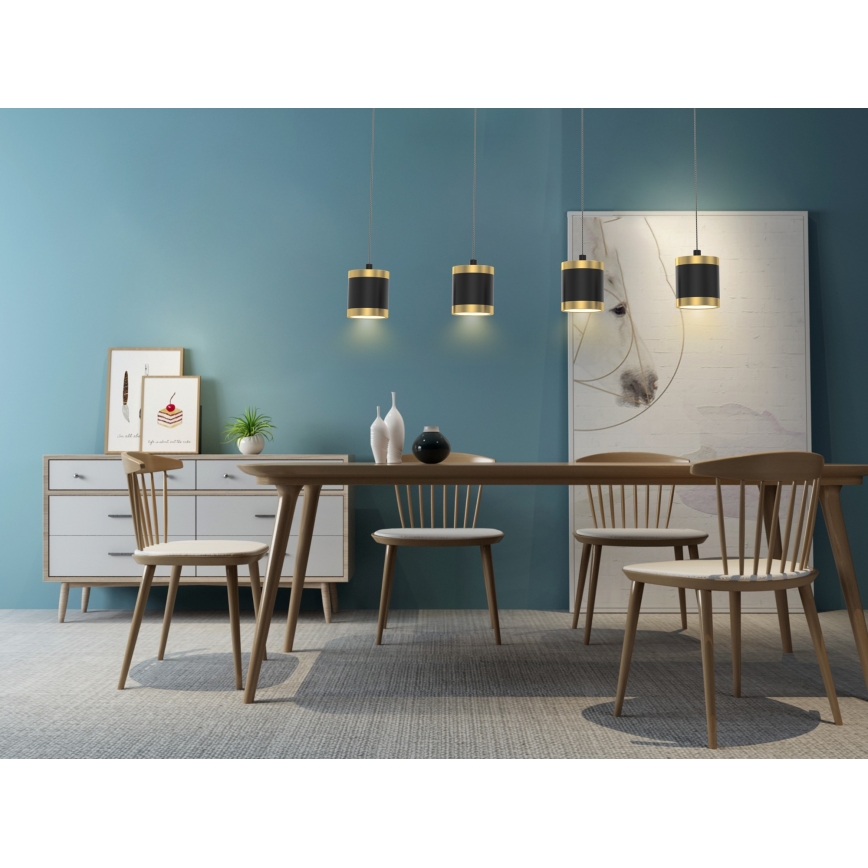 Wofi 7003-404 - Dimmbare LED-Hängeleuchte an Schnur TOULOUSE LED/34W/230V schwarz/golden