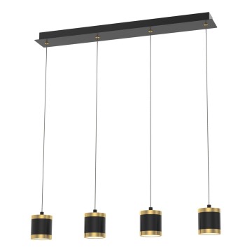 Wofi 7003-404 - dimmbare LED-Pendelleuchte an Kabel TOULOUSE 4xLED/8,5W/230V schwarz/gold