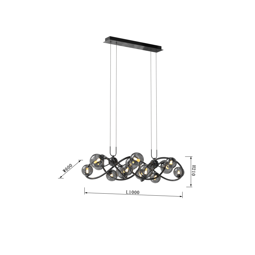 Wofi 7014-1405 - LED-Hängeleuchte NANCY 14xG9/3,5W/230V schwarz/glänzendes Chrom