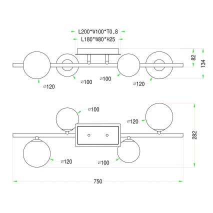 Wofi 7014-405W - LED-Aufbauleuchte VILLA 4xG9/3W/230V schwarz