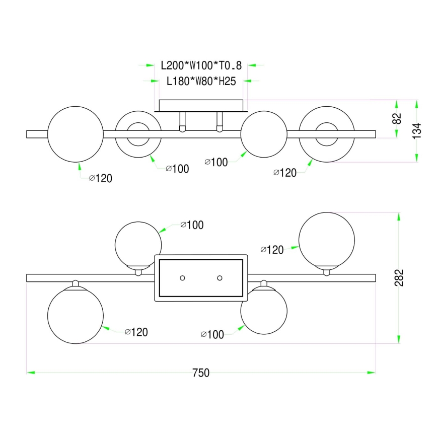 Wofi 7014-405W - LED-Aufbauleuchte VILLA 4xG9/3W/230V schwarz