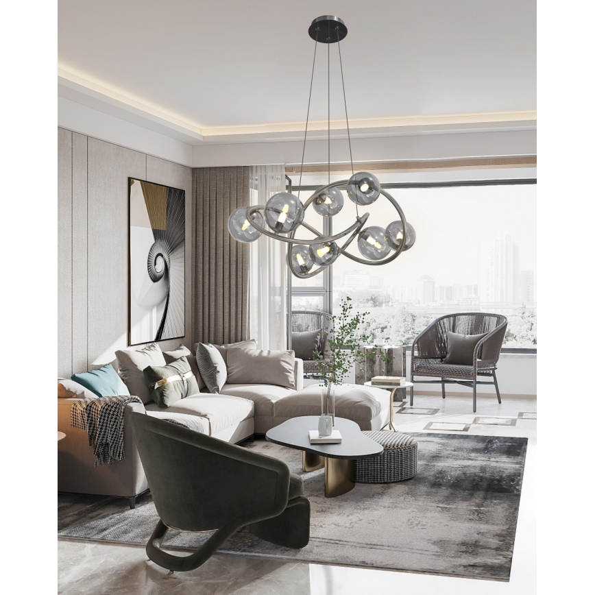 Wofi 7014-805 - LED-Hängeleuchte NANCY 8xG9/3,5W/230V schwarz/glänzendes Chrom