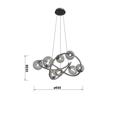 Wofi 7014-805 - LED-Hängeleuchte NANCY 8xG9/3,5W/230V schwarz/glänzendes Chrom