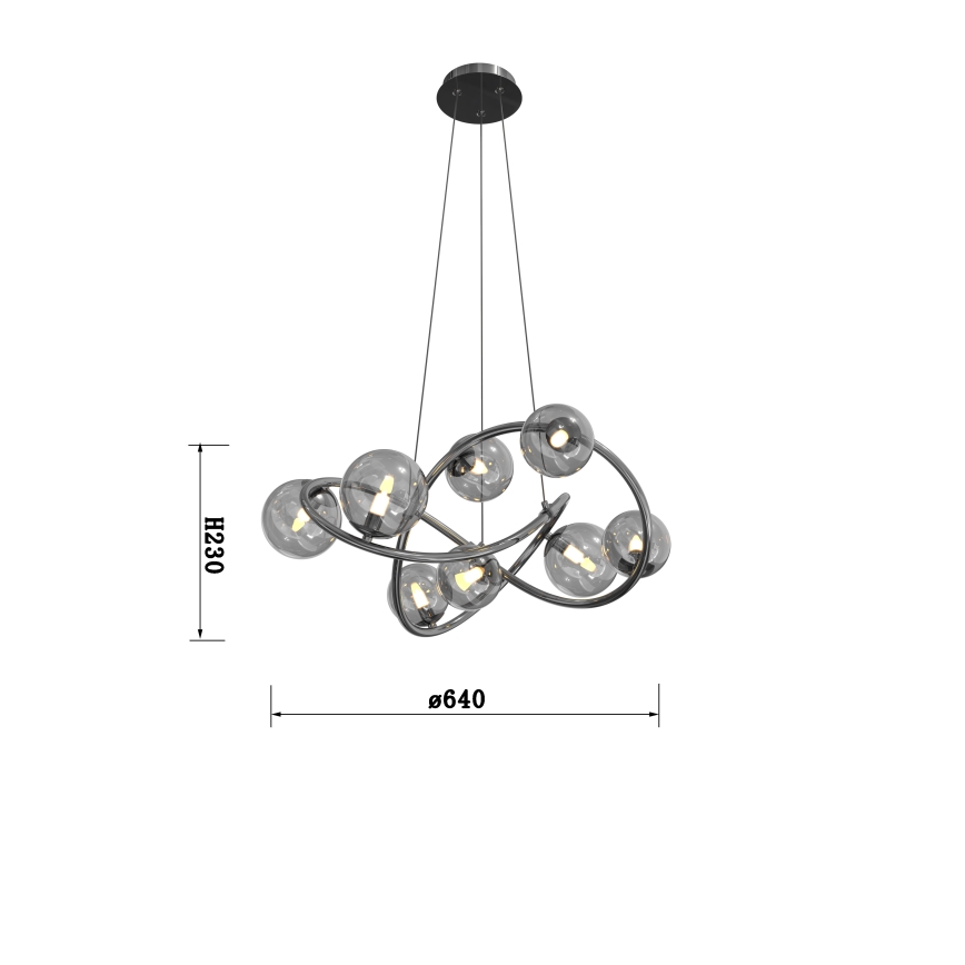 Wofi 7014-805 - LED-Hängeleuchte NANCY 8xG9/3,5W/230V schwarz/glänzendes Chrom
