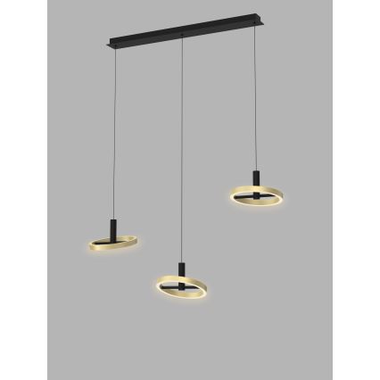 Wofi 7016-304 - Dimmbare LED-Hängeleuchte an Schnur BREST LED/26W/230V schwarz/golden