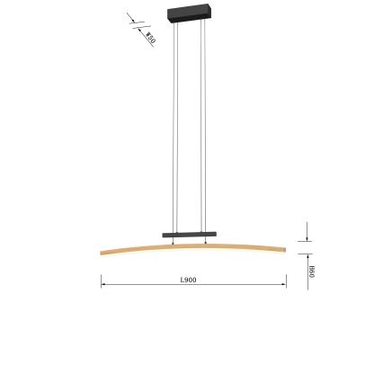 Wofi 7020-106 - Dimmbare LED-Hängeleuchte an Schnur BOLOGNA LED/27W/230V