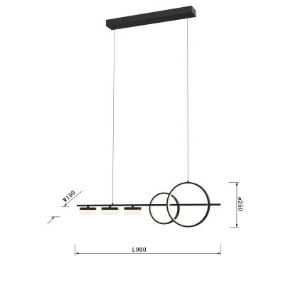 Wofi 7030-502 - Dimmbare LED-Hängeleuchte an Schnur MESSINA LED/40W/230V schwarz