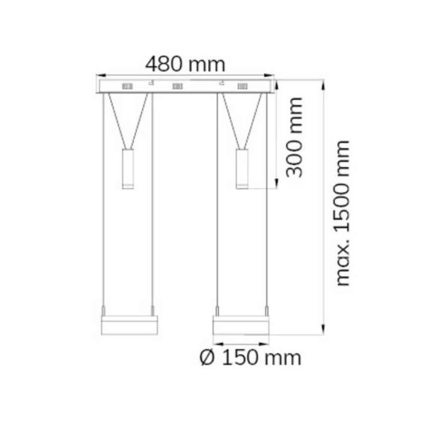 Wofi 7263.04.54.6000 - Dimmbare LED-Hängeleuchte an Schnur JETTE 2xLED/7,5W/230V + 2xLED/1W