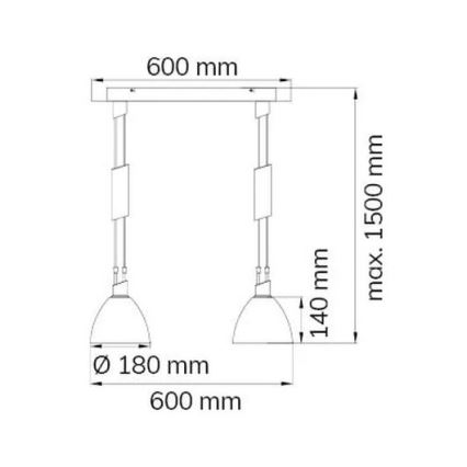 Wofi 7722.02.64.0006 - LED-Hängeleuchte an Schnur SAVANNAH 2xE14/5,5W/230V