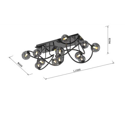 Wofi 9014-1205 - LED-Anbauleuchte NANCY 12xG9/3,5W/230V schwarz/glänzendes Chrom
